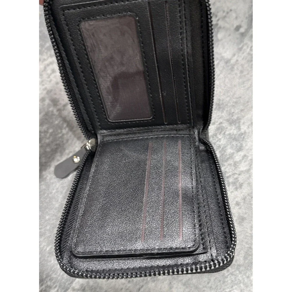 Men Short Horizontal Wallet – Leather Zipper, Retro Leisure Buckle Square Design